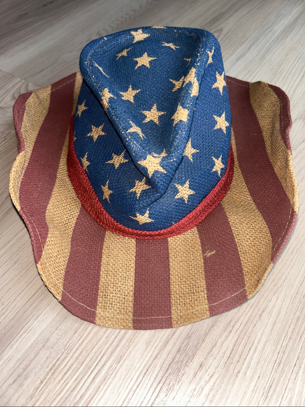 Twig & Arrow Stars & Stripes Unisex Cowboy Hat Patriotic Linen Western